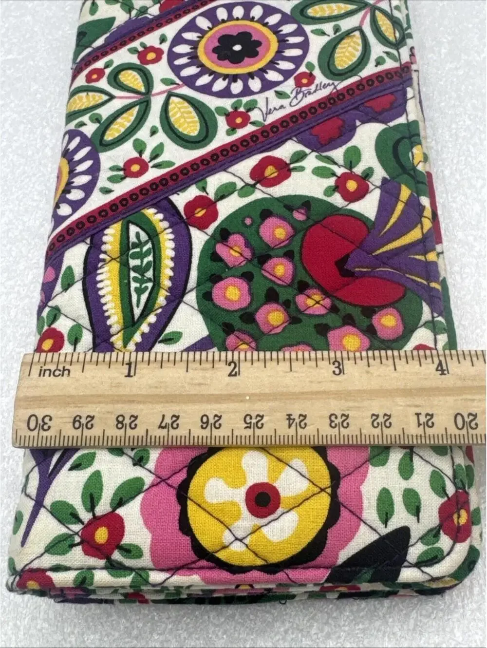 Vera Bradley Mod Flowers Spring Quilted Accordion Wallet 9” X 4” Bright Colors - Picture 8 of 8